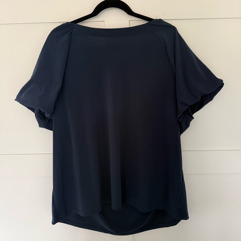 Banana Replublic Navy Blue Banded Short Sleeve Top - XXL